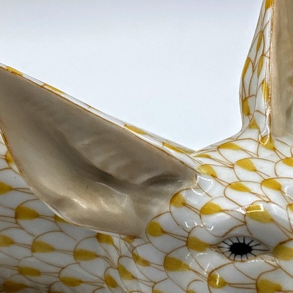 Herend Hungary hand painted yellow fishnet 24K accent Figurine Large Sneaky Fox - Picture 7 of 13